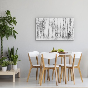 Tablou Canvas - Alb-Negru, Copac, Lumina, Ceata, Alb-Negru, 50 x 80 cm - Img 4