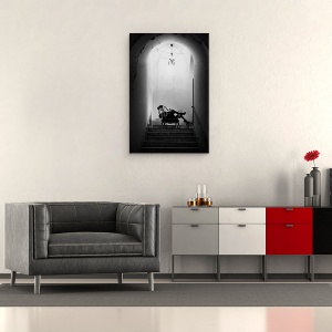 Tablou canvas - Alb-Negru, Portret, Alb-Negru, Arc, Scari, Pasi, 40 x 60 cm - Img 2