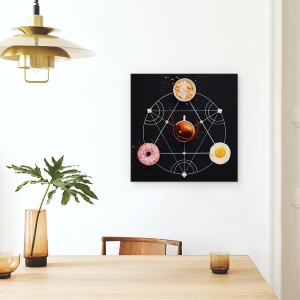 Tablou canvas - Alchimie Pentru Micul Dejun, Geometrie, Cana, Cafea, Gogoasa, 90 x 90 cm - Img 4