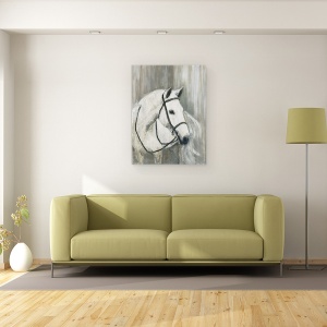 Tablou canvas - Animale, Cal, Alb, Pictura, 50 x 70 cm - Img 2
