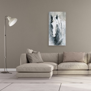 Tablou canvas - Animale, Cal Alb si Negru, Pictura , 50 x 100 cm - Img 2