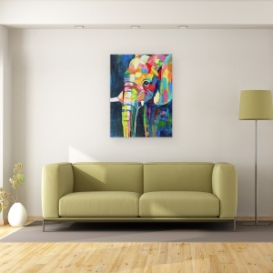 Tablou canvas - Animale, Diverse, Elefant Colorat, Pictura, 50 x 70 cm - Img 2