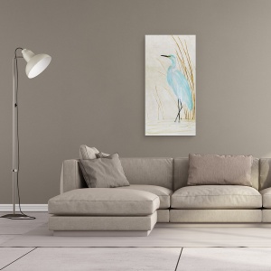 Tablou canvas - Animale, Egret, Albastru si Alb, Pictura, 50 x 100 cm - Img 2