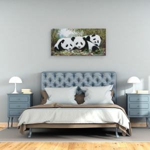 Tablou canvas - Animale, Ursi Panda, Natura, Pictura, 50 x 100 cm - Img 3