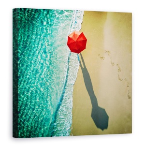 Tablou Canvas - Apa Adanca, Rosu, Umbrela, Mare, Ocean, Umbra, 90 x 90 cm