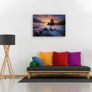 Tablou canvas - Apus de Soare, Coasta, Ocean, Valuri, Rialto, Plaja, 80 x 120 cm - Img 2