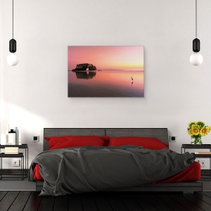 Tablou canvas - Apus De Soare , Roz, Heron, Culori Pastelate, Arc, 80 x 120 cm - Img 3
