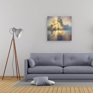 Tablou canvas - Arborele Luminii, Abur, Raze, Lac, Ceata, Usor, Insula, 60 x 60 cm - Img 2