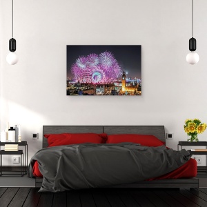 Tablou canvas - Artificii De Anul Nou, Sarbatoare, Petrecere, Festival, 80 x 120 cm - Img 3