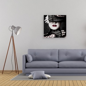 Tablou canvas - Ascunde-Te, Portret, Masca, Orb, Legat La Ochi, 90 x 90 cm - Img 2