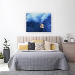 Tablou canvas - Aterizarea, Frunza, Toamna, Albastru, Abstract, 60 x 80 cm - Img 3