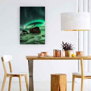 Tablou Canvas - Aurora, Uttakleiv, Aurora, Borealis, Lofoten, Norvegia, Uttakleiv, 60 x 90 cm - Img 4