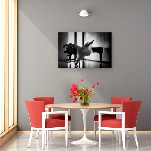 Tablou canvas - Balet, Performanta, Balet, Balerina, Alb-Negru, Pian, 40 x 60 cm - Img 4
