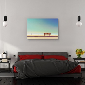 Tablou canvas - Banca pe malul marii, Peisaj, Minimalism, Plaja, Gol, 80 x 120 cm - Img 3