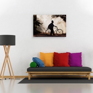 Tablou canvas - Barbat Ciclist, Natura Moarta, Fotografie, Strada, Barbat, Ciclu, 80 x 120 cm - Img 2