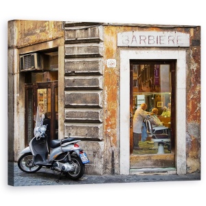 Tablou canvas - Barbier, La Roma, Scuter, Frizer, Strada, Oameni, 60 x 75 cm