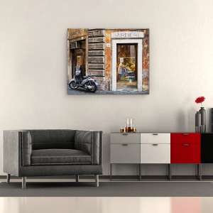 Tablou canvas - Barbier, La Roma, Scuter, Frizer, Strada, Oameni, 60 x 75 cm - Img 2