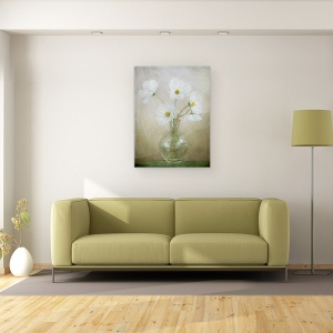 Tablou canvas - Briza Cosmosului, Cosmos, Alb, Natura Moarta, Vaza, Tabere, 60 x 80 cm - Img 2
