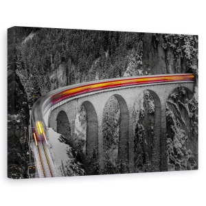 Tablou canvas - Calaretul Fantoma, Elvetia, Filisur, Tren, Viaduct, Pod, 80 x 120 cm