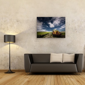 Tablou canvas - Camion Galben, Peisaj, Degradare, Islanda, Masina, Automobil, 50 x 70 cm - Img 2