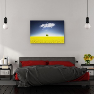 Tablou canvas - Campul ireal Canola, Flori, Copac, Nor, 80 x 120 cm - Img 3