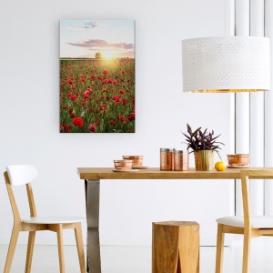 Tablou Canvas - Campuri De Mac Din Suedia, Flori, Maci, Soare, Suedia, Rosu, 60 x 90 cm - Img 4