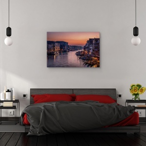 Tablou canvas - Canal Grand Venetia in apus, Orase si arhitectura, Urban, Italia, Barca, 80 x 120 cm - Img 3