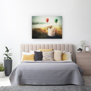 Tablou canvas - Cand Eram Doar Un Catelus, Balon Cu Aer Cald, Gravitatie, Aeronava, 50 x 70 cm - Img 3