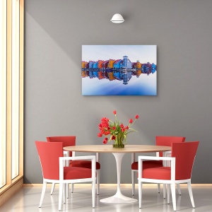 Tablou canvas - Case colorate, Orase si arhitectura, Port, Olanda, Rosu, 40 x 60 cm - Img 4