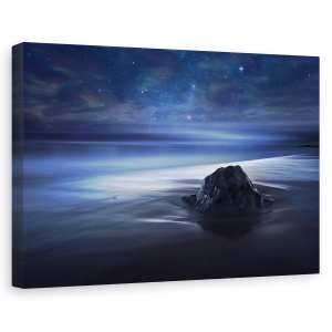 Tablou canvas - Catifea Albastra, Noapte, Mare, Peisaj Marin, Plaja, Stanca, 60 x 90 cm