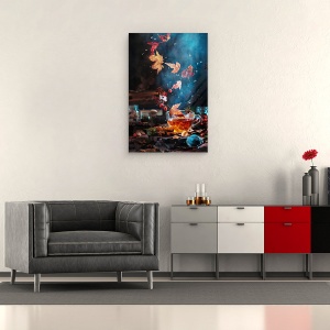 Tablou canvas - Ceai de Toamna, Frunza, Infrangere, Picaturi, Picaturi de Apa, 40 x 60 cm - Img 2