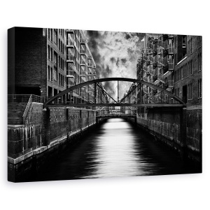Tablou canvas - Cealalta Parte A Hamburgului, Pod, Rau, Canal, Scari, Scara, 60 x 90 cm