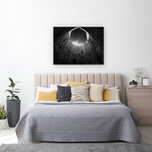Tablou canvas - Cer Octogonal, Castel, Ezoteric, Alb-Negru, 60 x 80 cm - Img 3