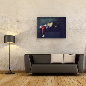 Tablou canvas - Clopotul, Craciun, Palarie, Note, Corn, Muzica, 75 x 100 cm - Img 2