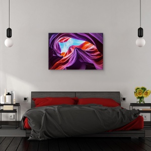 Tablou canvas - Coborare magica in anionul din Antelope, Peisaj, Piatra, Violet, Rosu, 80 x 120 cm - Img 3