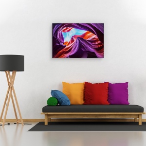 Tablou canvas - Coborare magica in anionul din Antelope, Peisaj, Piatra, Violet, Rosu, 60 x 90 cm - Img 2