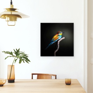 Tablou canvas - Colorat Intunecat, Animal, Pasare, Pene, Curcubeu, 90 x 90 cm - Img 4