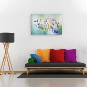 Tablou canvas - Comori de Primavara, Primavara, Floare, Buchet, Vaza, Natura Moarta, 60 x 90 cm - Img 2