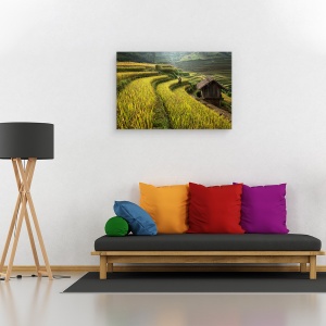 Tablou canvas - Continua Sa Mergi, Terasa, Terase, Ferma, Agricultura, Plantatie, Orez, 40 x 60 cm - Img 2