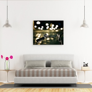 Tablou canvas - Contra-Lumina, Bicicleta, Ciclu, Atmosfera, Sepia, Noapte, 60 x 75 cm - Img 3