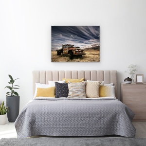 Tablou canvas - Coroziune, Masina, Automobil, Camion, Vechi, Ruginit, 75 x 100 cm - Img 3