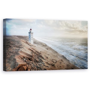 Tablou canvas - Crapatura In Timp, Nisip, Apa, Far, Danemarca, Coasta, 50 x 100 cm