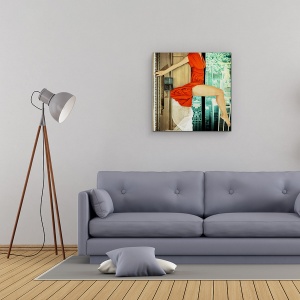 Tablou Canvas - Crescendo, Rosu, Piano, New York, Oras, 90 x 90 cm - Img 2