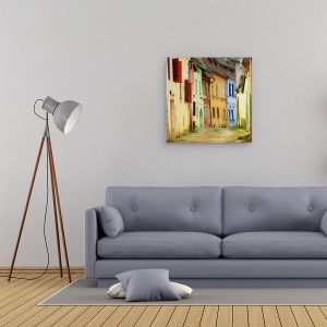 Tablou canvas - Culori, Colorat, Strada, Case, Arhitectura, Fatada, 90 x 90 cm - Img 2