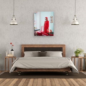 Tablou canvas - Curgerea Timpului, Fata, Rosu, Retro, Vintage, Ochelari De Protectie, 60 x 75 cm - Img 3