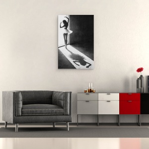 Tablou canvas - Dansul Umbrelor, Balet, Alb-Negru, 60 x 90 cm - Img 2