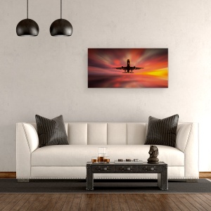 Tablou canvas - Debarcare Colorata, Avion, Aterizare, 50 x 100 cm - Img 2