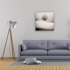 Tablou Canvas - Degrade De Iarna, Copac, Alb-Negru, Peisaj, Natura, 60 x 60 cm - Img 2
