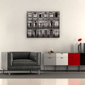 Tablou canvas - Descompunere, Ferestre, Fatada, Balcon, Arhitectura, Etaje, 40 x 50 cm - Img 2