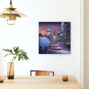 Tablou canvas - Despartire Grea, Ploaie, Banda, Semn, Tramvai, 90 x 90 cm - Img 4